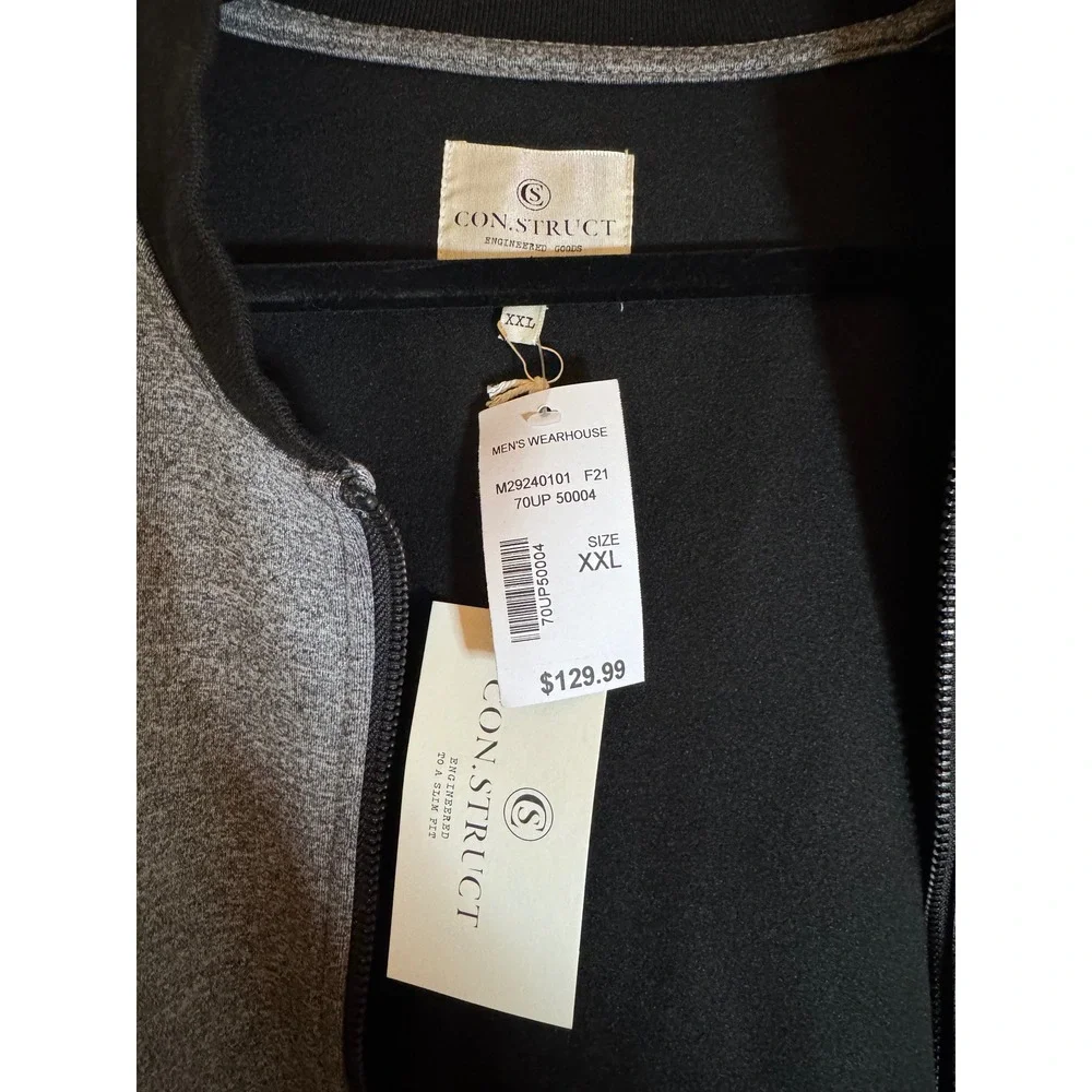 Men's‎ CONSTRUCT XXL Jacket Gray Knit Zip Up Bomber Silvadur New with Tags